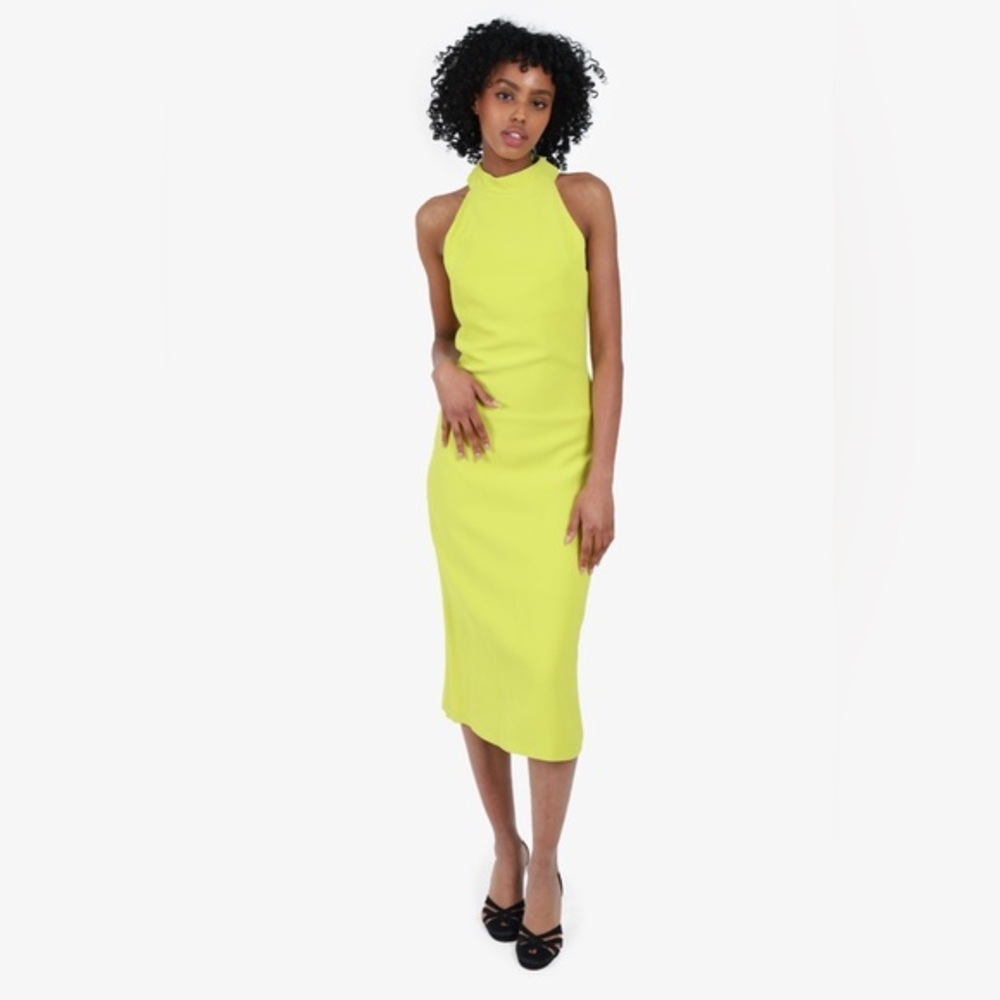 Brandon Maxwell Lime Green Sleeveless Midi Dress Size 9